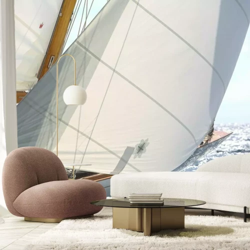 Fotobehang Zeilboot tijdens het draaien