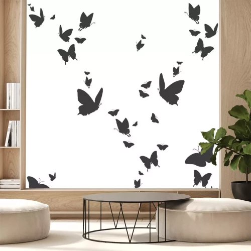 Sticker Kleine en grote zwarte vlinders