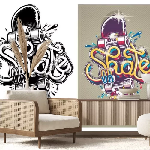Fotobehang Graffiti-skateboard