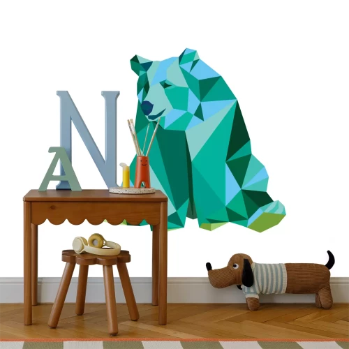 Sticker Zittende beerafbeeldingen met geometrische vaste lichamen