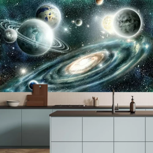 Fotobehang Het zonnestelsel en het spiraalstelsel