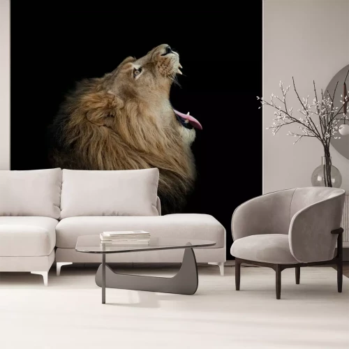 Sticker Leeuwenportret van een leeuw met open bek