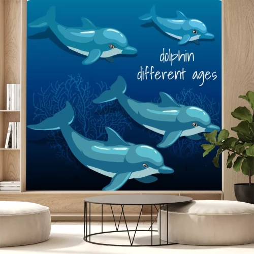 Sticker Vier dolfijnen met ruimte voor tekst