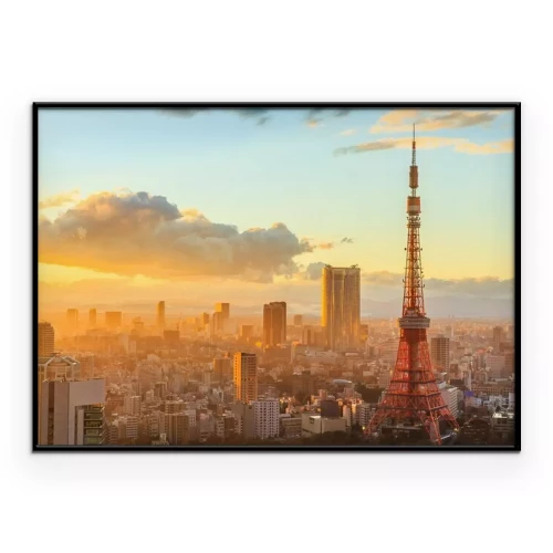 Poster Panorama van Tokio vanaf de Tokyo Tower bij zonsondergang