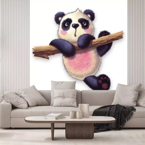 Sticker harige panda