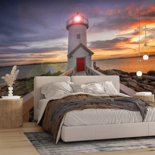 Fotobehang Vuurtoren met 3D brug