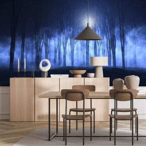 Sticker 3D mistig griezelige bos