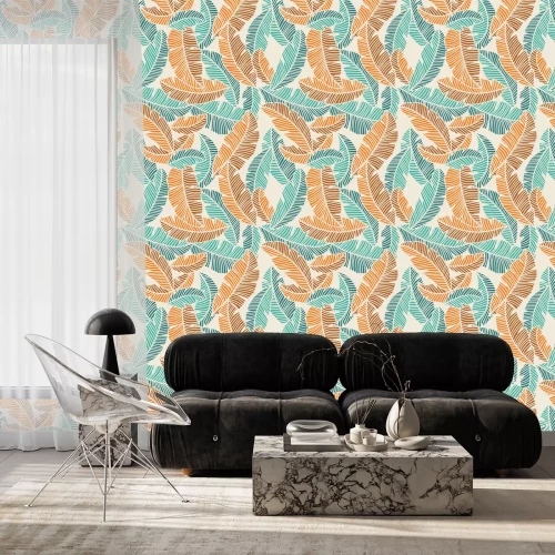 Behang bananenbladeren patroon