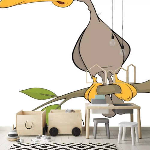 Sticker Verraste specht op een illustratie van het takbeeldverhaal