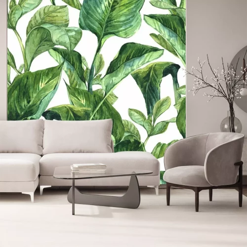 Fotobehang Natuur en tropische groene bladeren