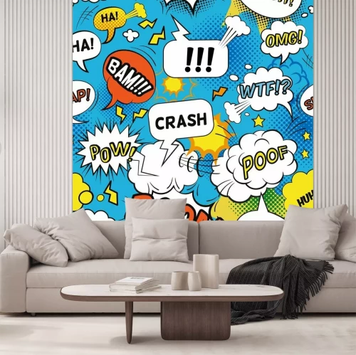 Fotobehang Patroon met kleurrijke stripboekinscripties