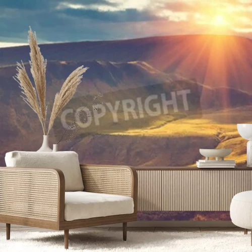 Fotobehang Zonsopgang boven de bergen