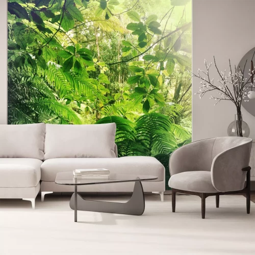 Fotobehang Groene bladeren in de jungle