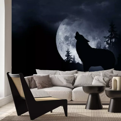 Fotobehang Huilende Wolf Achtergrond