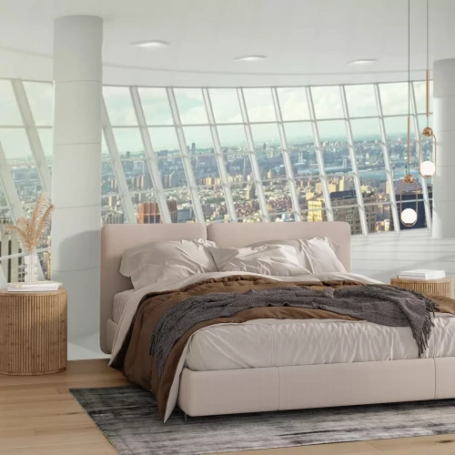 Fotobehang Leeg kantoor met uitzicht op de stad