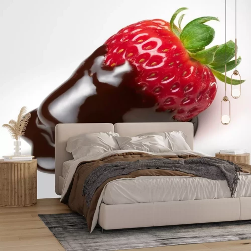 Sticker aardbeien met chocolade gedoopt