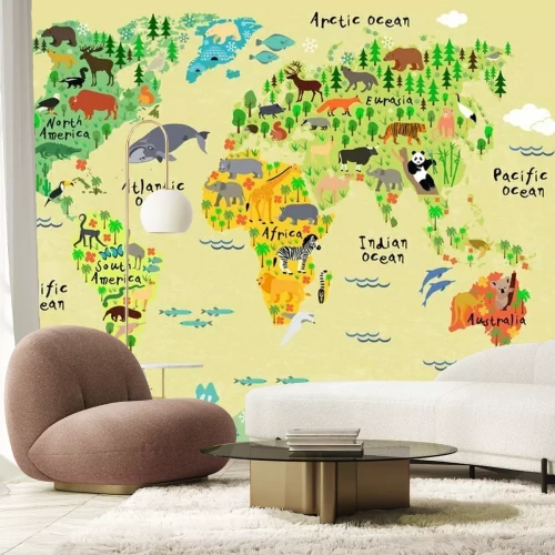 Fotobehang Sprookjeskaart met dieren