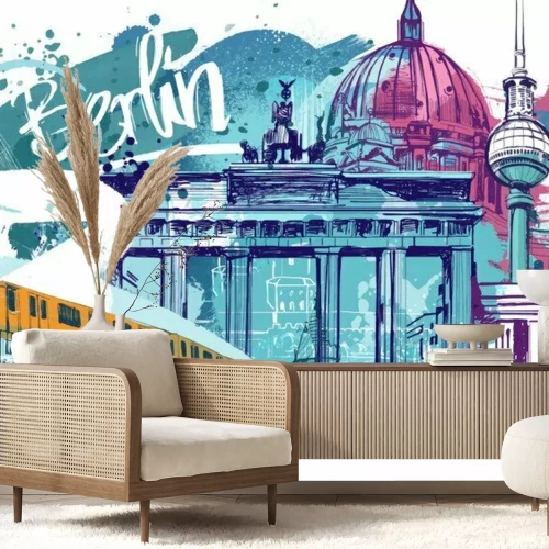 Fotobehang Berlijn in een grafische voorstelling