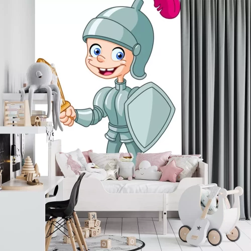 Sticker Kleine ridder met een houten zwaard