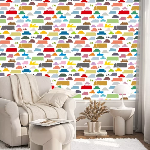 Behang Kleurrijke auto naadloos patroon. Mooie textuur van de grond trans