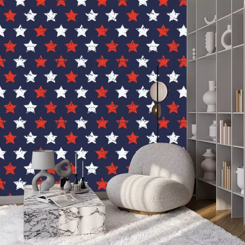 Behang Hand getrokken vector naadloos patroon met sterren.