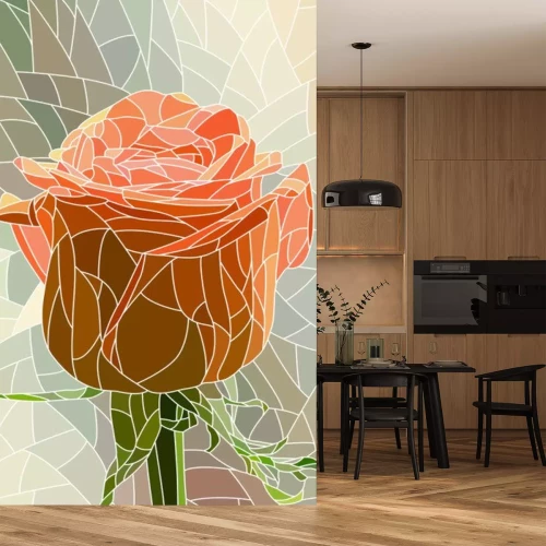 Sticker Mozaïek met een bos rode rozen