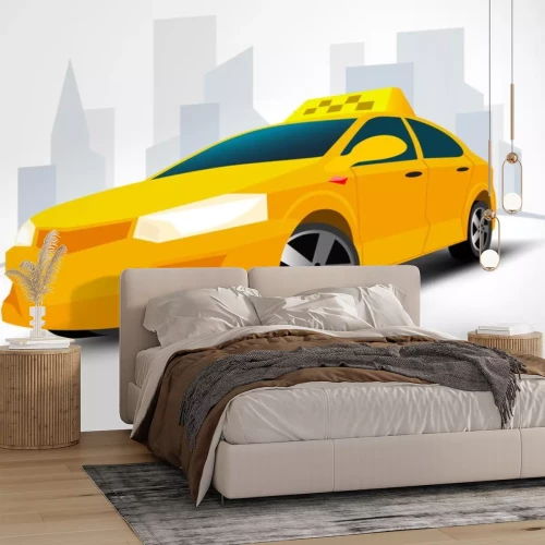 Sticker taxi auto met stad geïsoleerde