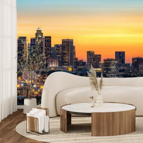 Fotobehang Los Angeles bij nacht panorama