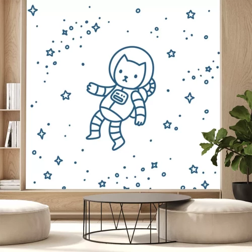 Sticker Minimalistische afbeeldingen van de kosmonaut van de babykat