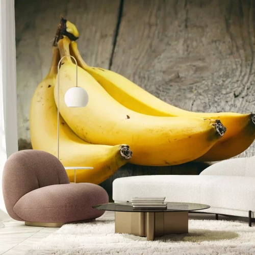 Sticker Bananen op een houten tafel