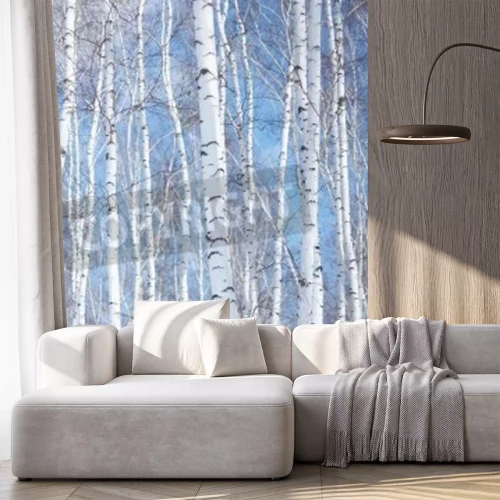 Fotobehang Heldere berken tegen de lucht