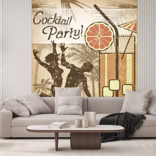 Sticker poster cocktail party in retro stijl