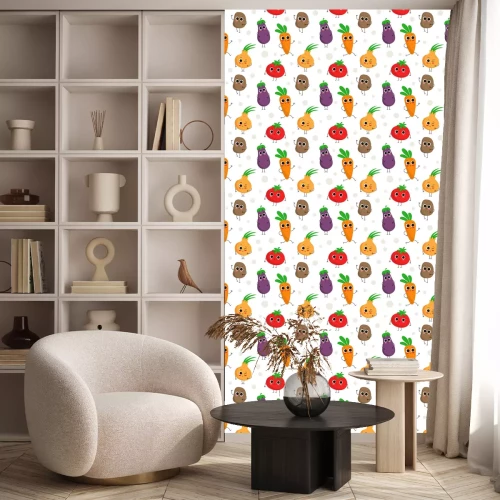 Behang Kleurrijke groenten met ogen en benen