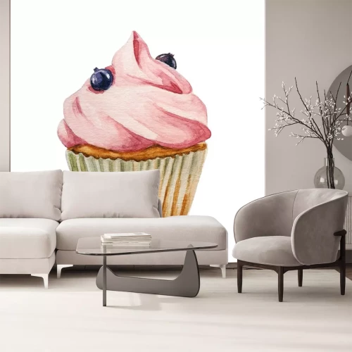 Sticker Van de waterverf cupcake, geïsoleerde