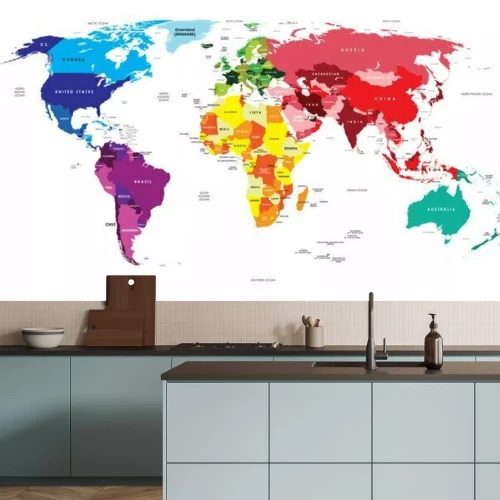 Fotobehang Politieke kaart van de wereld