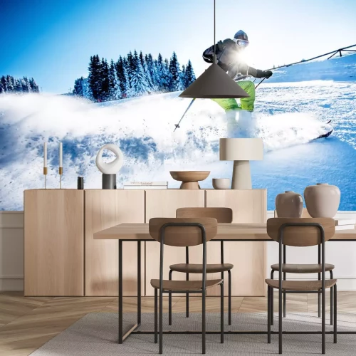 Sticker Man skiing downhill