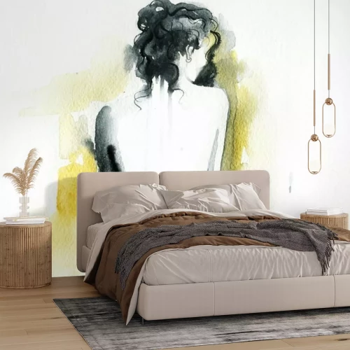 Fotobehang Mooi gezicht. vrouwenportret. abstracte aquarel .fashion achtergrond