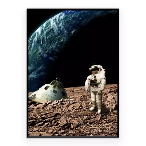 Poster Kosmonaut op een buitenaardse, rotsachtige planeet