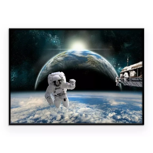 Poster De ruimte met een astronaut en zijn schip