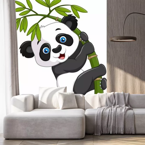 Sticker Panda klimt in bamboe