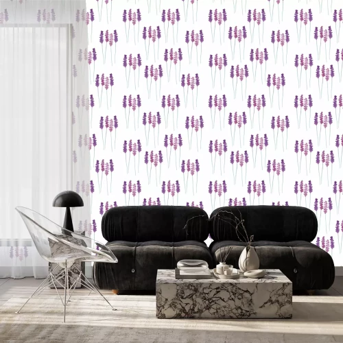 Behang Waterverfbloemen patroon.