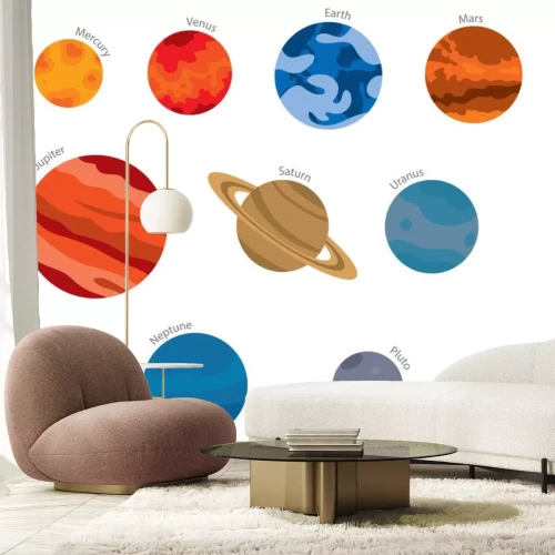 Sticker Planeten van het zonnestelsel met grafische bijschriften