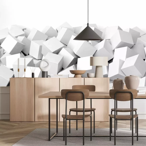 Fotobehang Witte 3D-kubussen