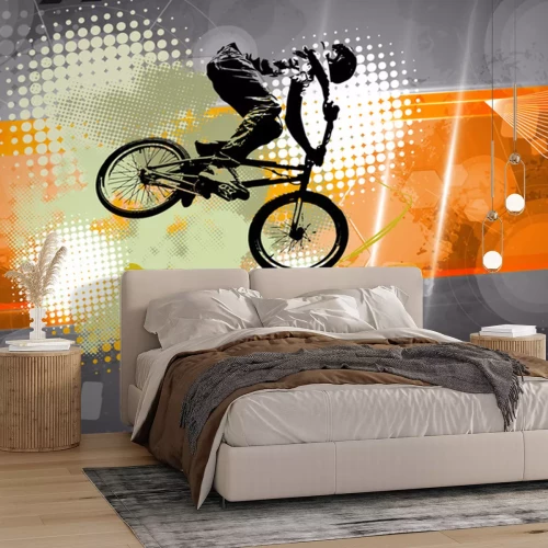 Fotobehang Graffiti 3D met fiets