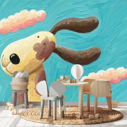 Fotobehang Geschilderde hond met lange oren