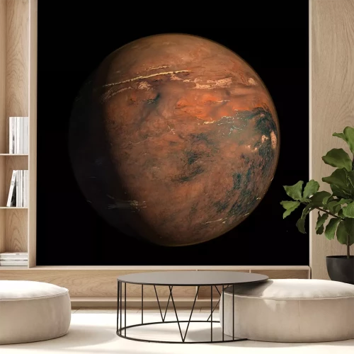 Sticker Bruine en zwarte planeet realistische graphics