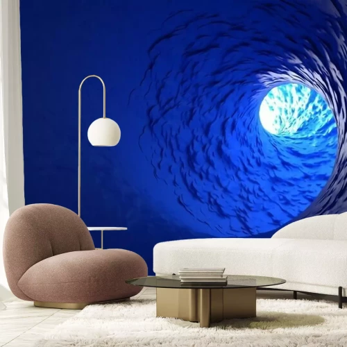 Fotobehang Spiraalblauwe tunnel