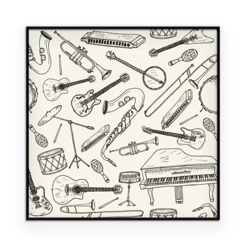Poster Handgetekend patroon met instrumenten
