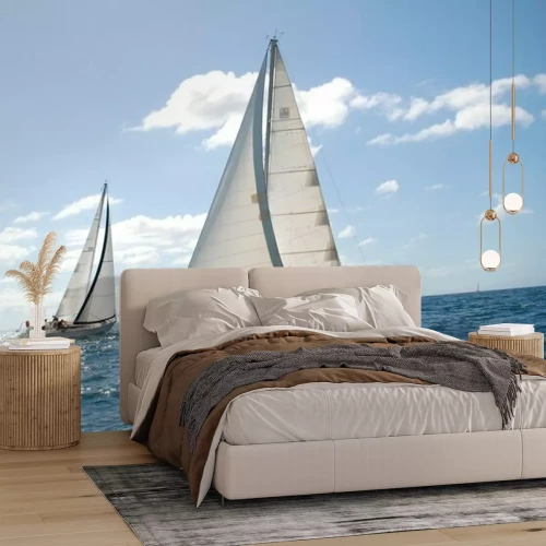 Fotobehang Zeilboot op zee op een zonnige dag