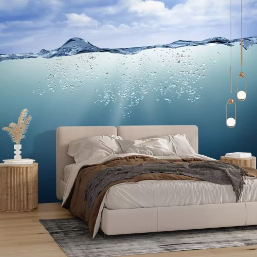 Sticker onderwater weergave met blauwe water